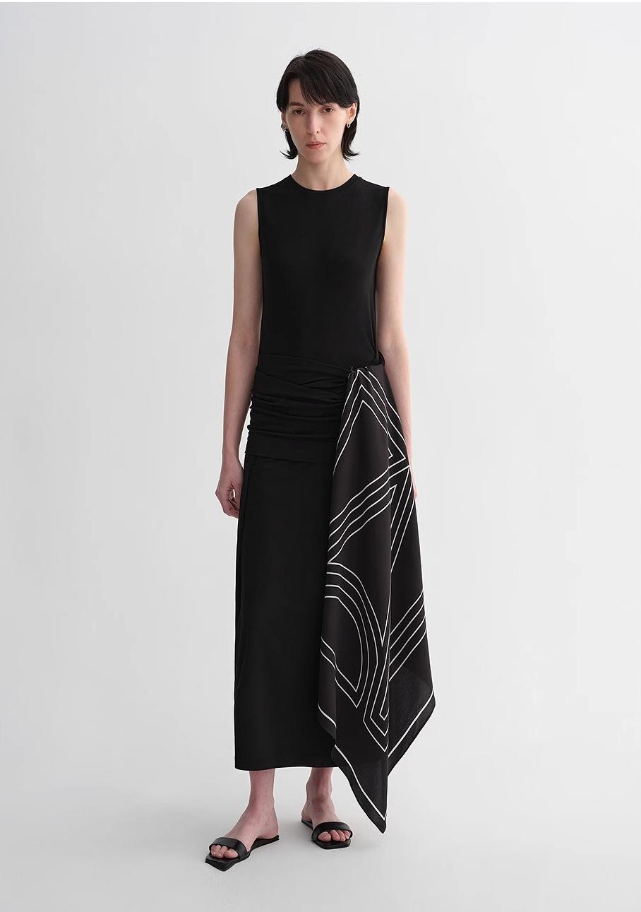 Ice silk wool blend dress with adjustable waistline, hip-flattering design, slim fit for a figure-slimming effect