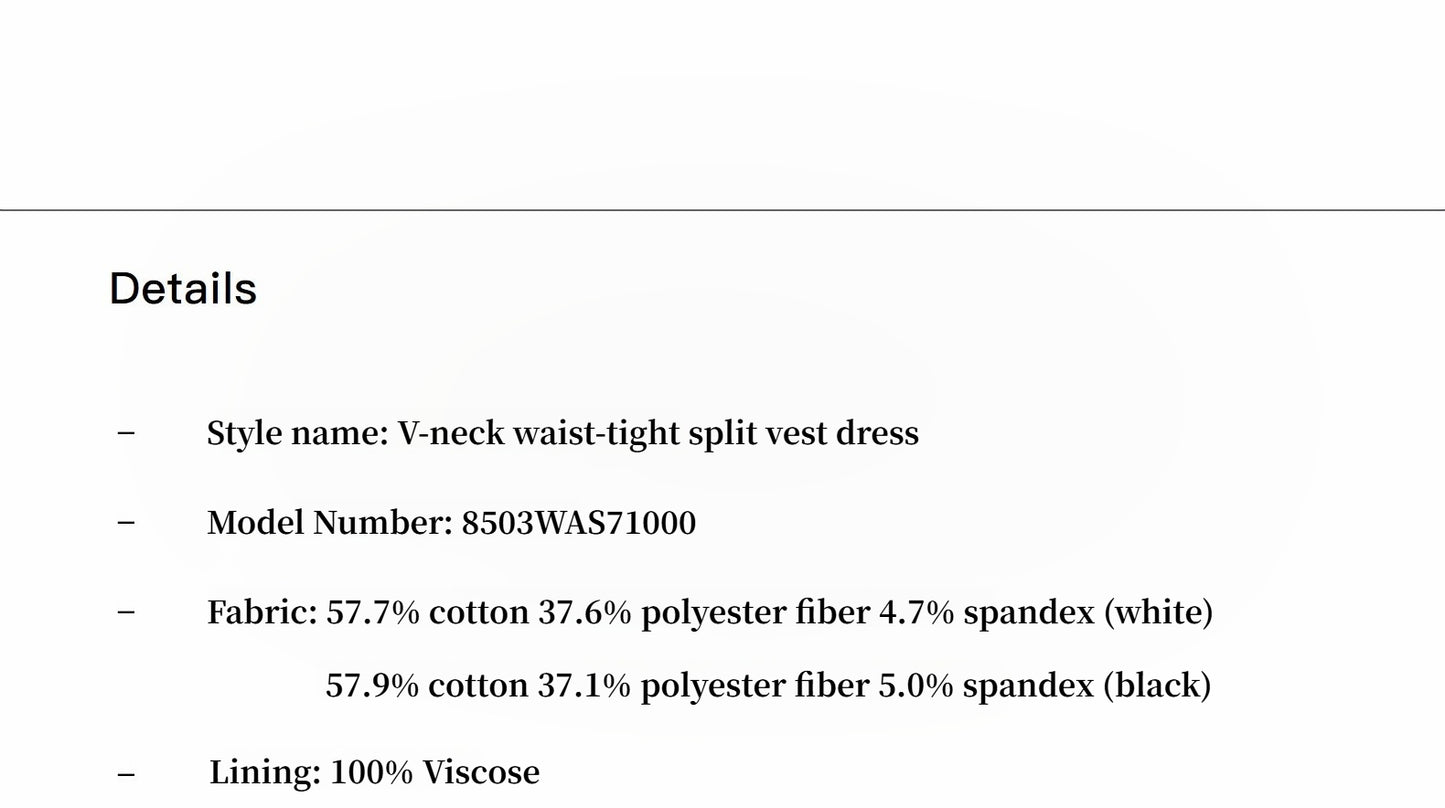 Micro-cocoon-shaped I-shaped pleated V-neck commuting slim-fitting split vest dress for women