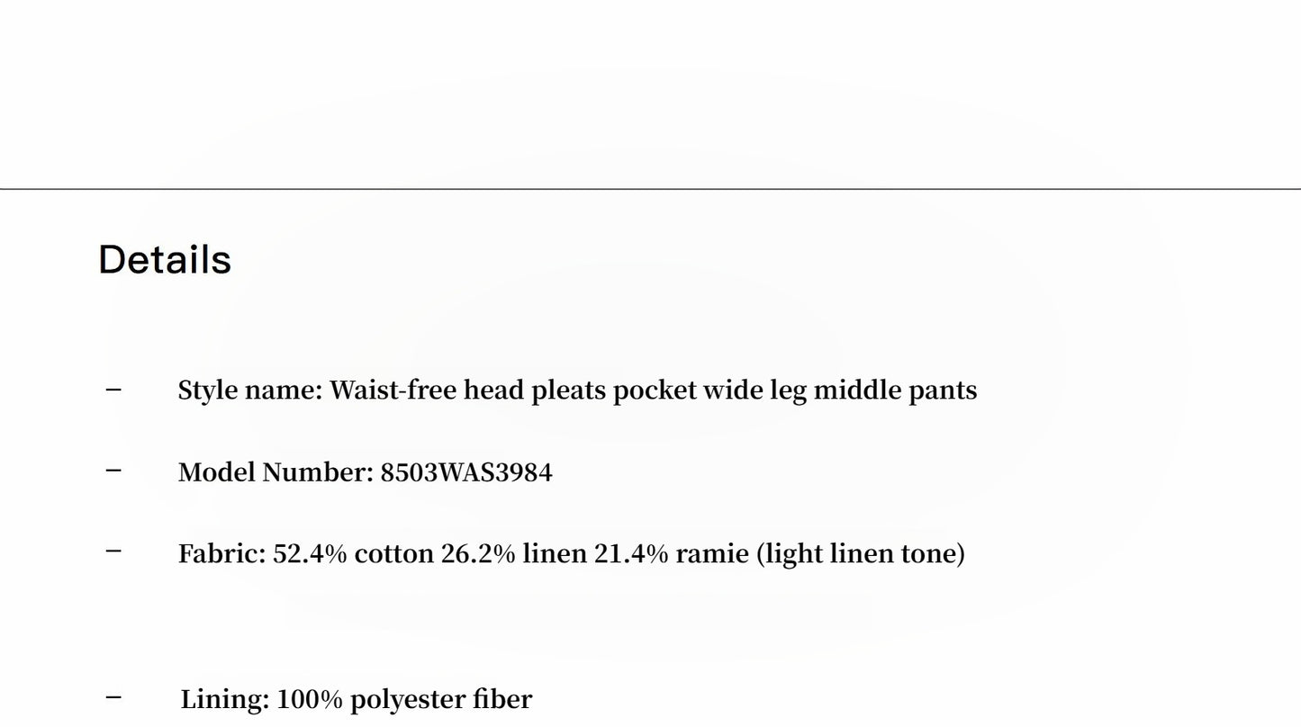Sophisticated linen waistless pleated wide-leg cropped pants for women, featuring architectural silhouette, textured side pockets