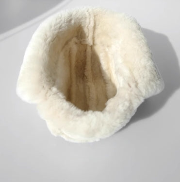 Merino wool warm earmuffs genuine leather suede aviator hat