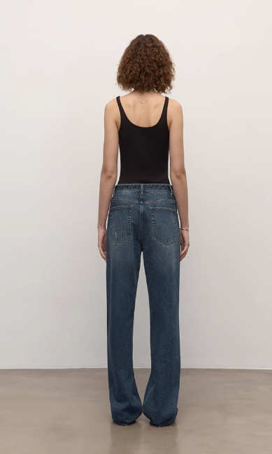 TOP grade long-staple cotton basic micro-stacked straight jeans