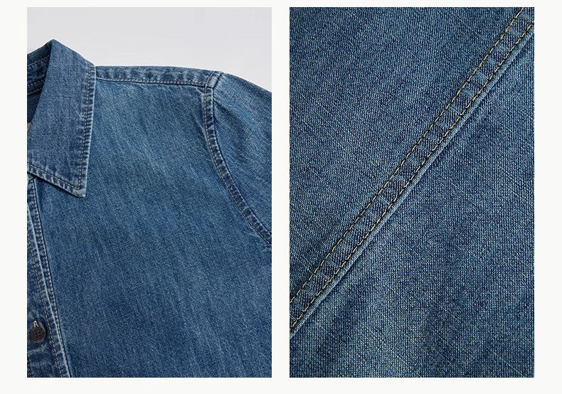 Italian imported BERTO denim classic old money style lapel shirt for women