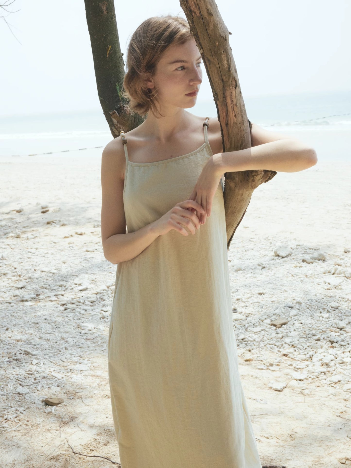 "Island Walk" Cotton Beaded Sling Dress
