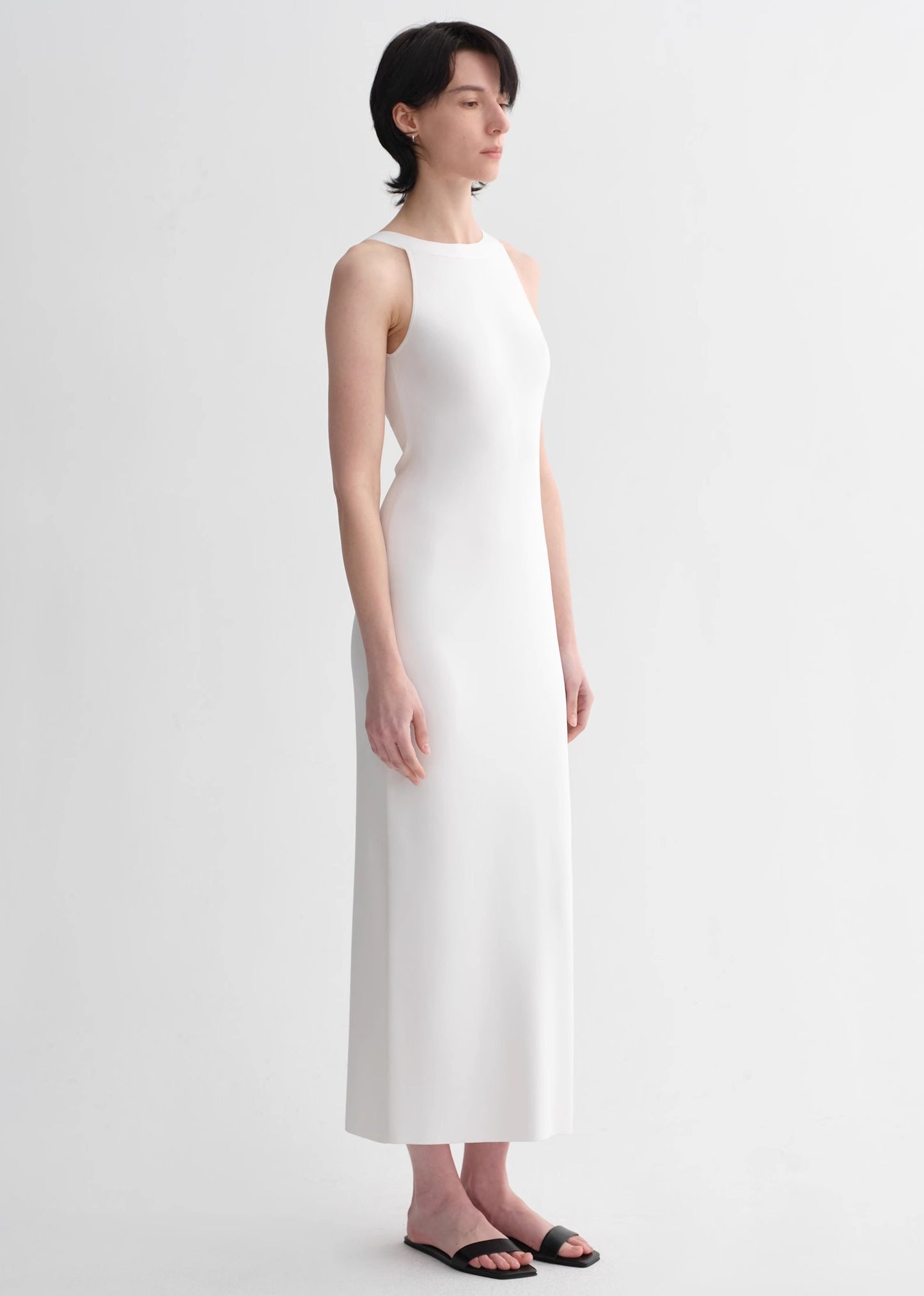 Silk blended/U-neck two-way wear smooth and silky skin-friendly elegant slim  tencel dress for women
