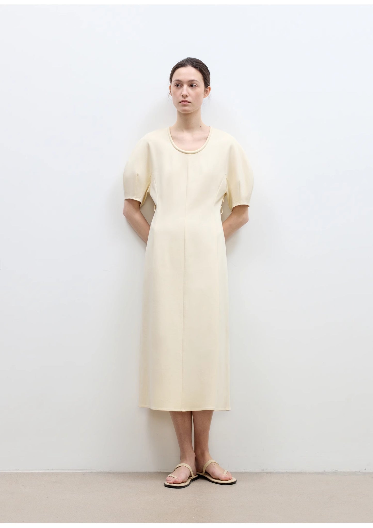 "April Story" 3D U-neck split waist curved skirt knitted dress for women