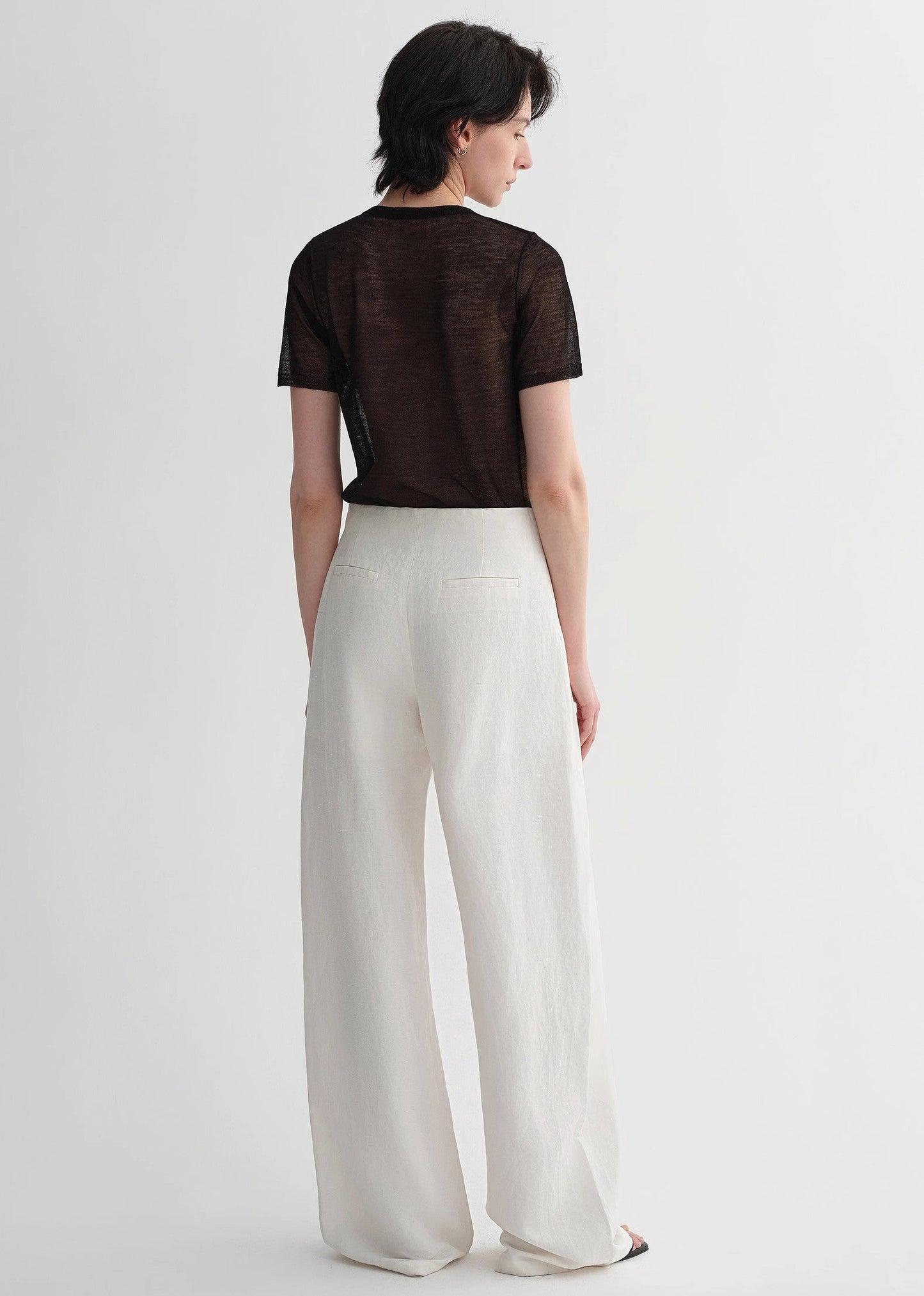 Summer mulberry silk linen waistless three-dimensional pleated wide-leg pants for women