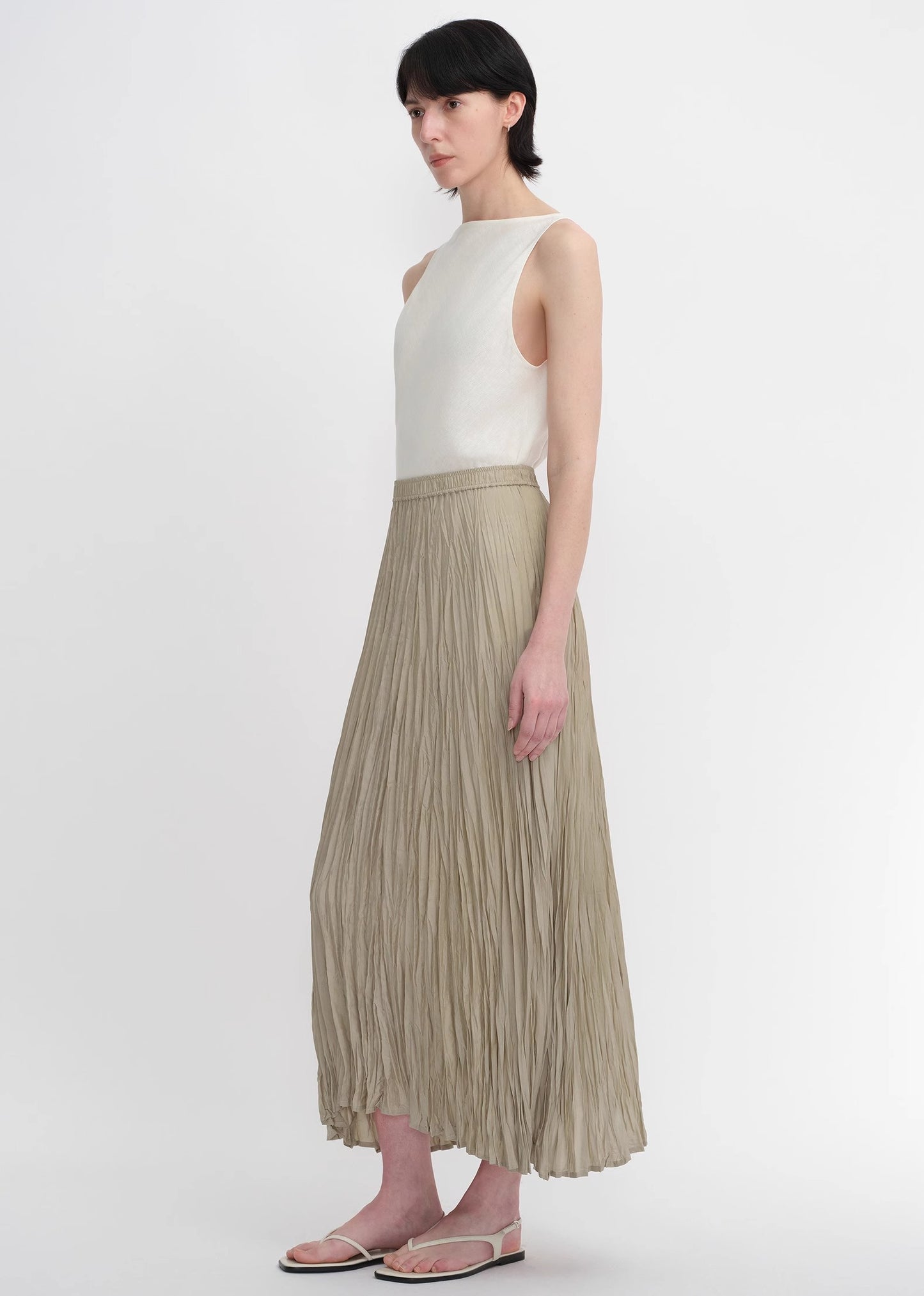 Mulberry silk custom pleated irregular hem skirt for women