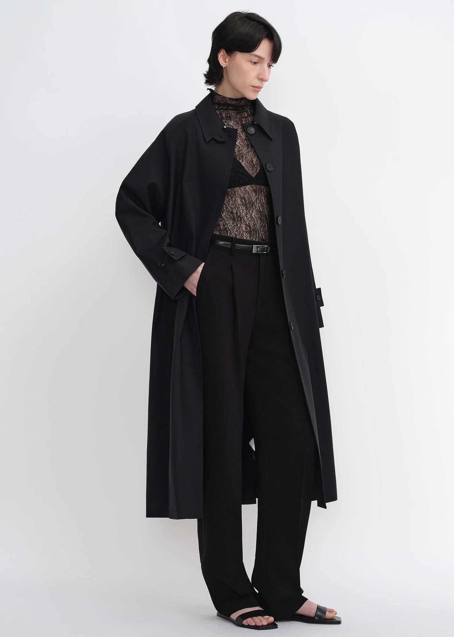 Mid-length trench coat high-end British style coat