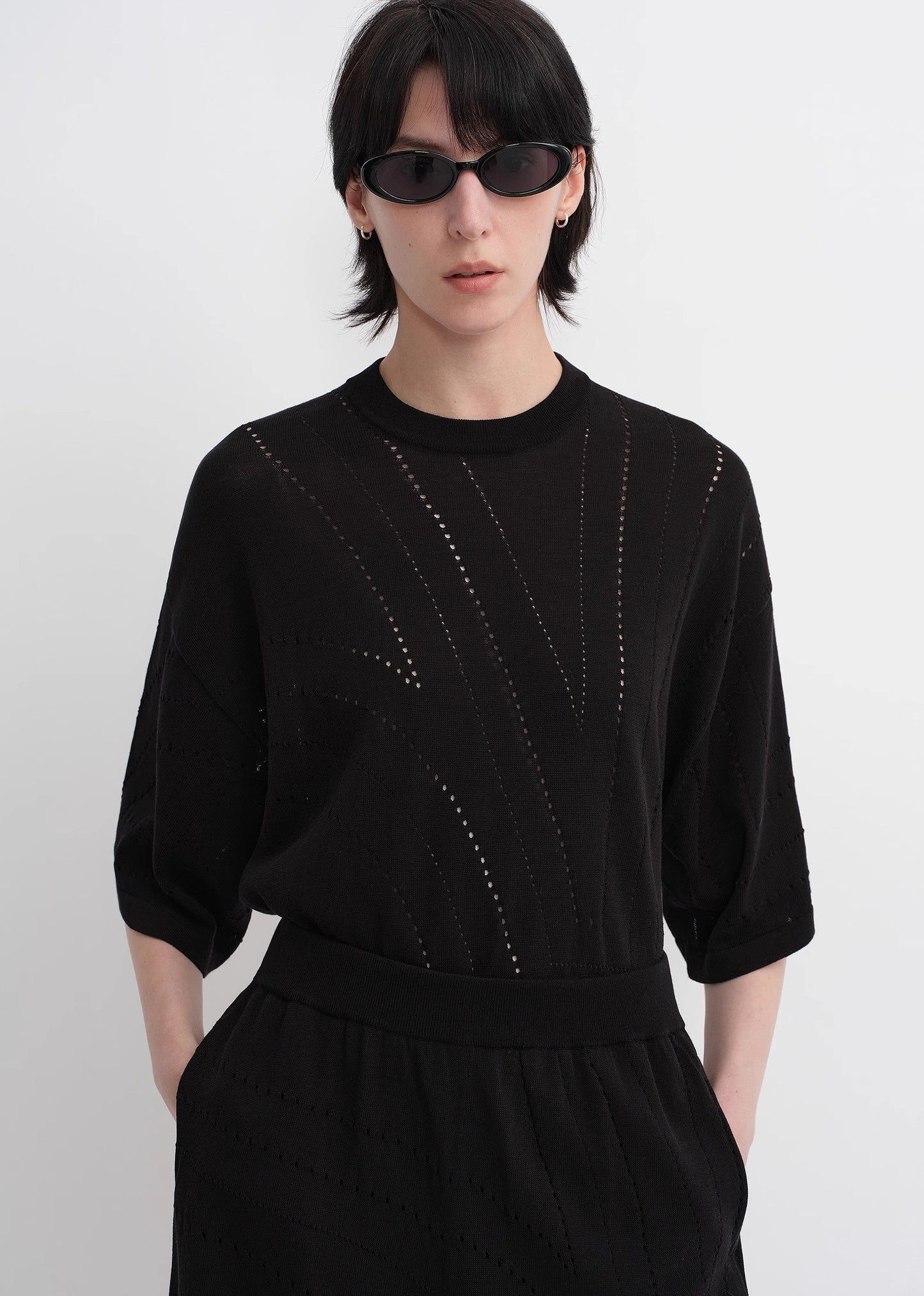 Customized Acetate Cotton Geometric Linen Knitted Suit