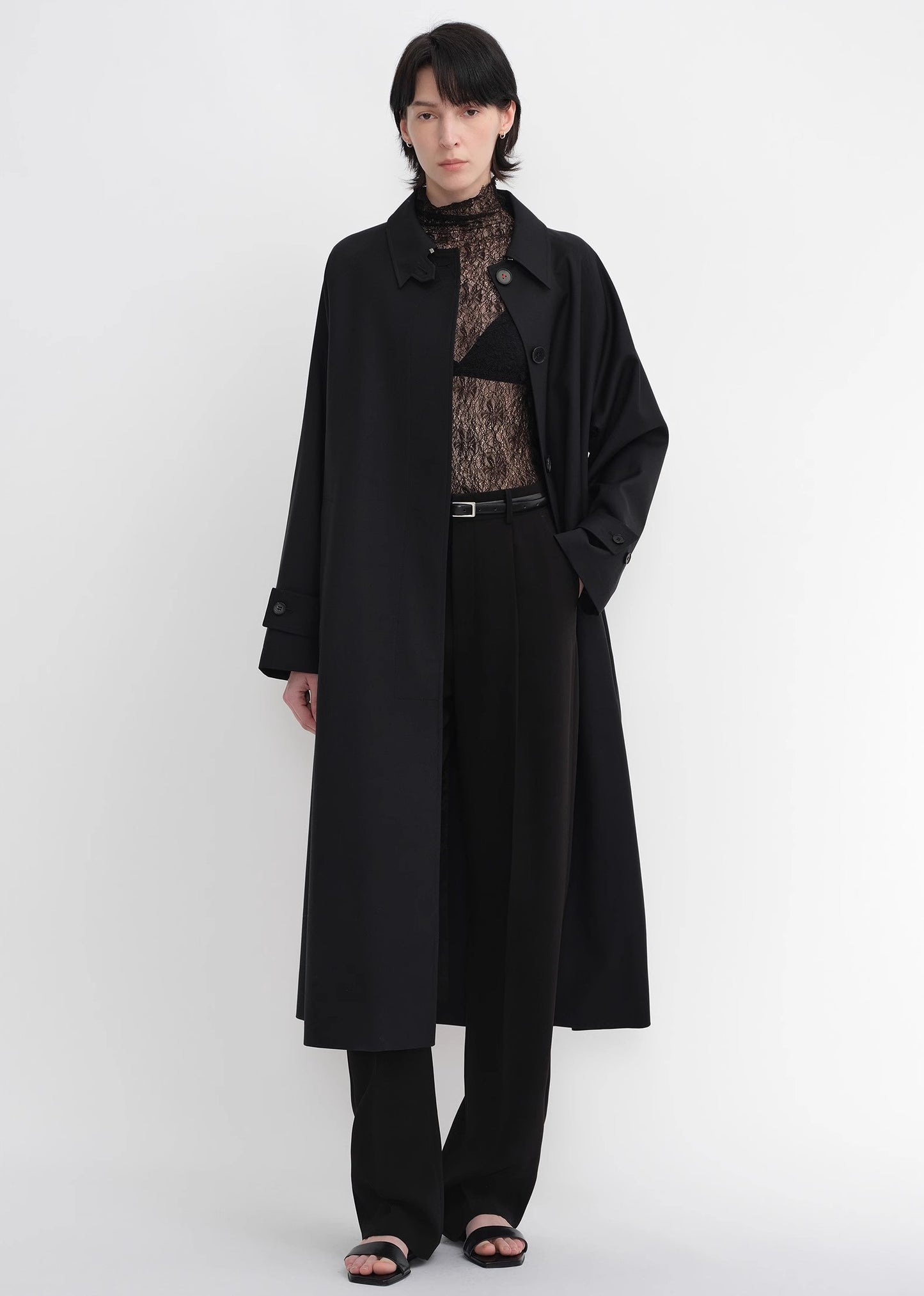Mid-length trench coat high-end British style coat