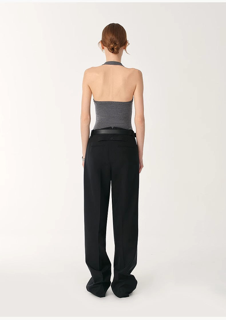 German Yangzi 48S machine washable wool all-match halter neck jumpsuit for women