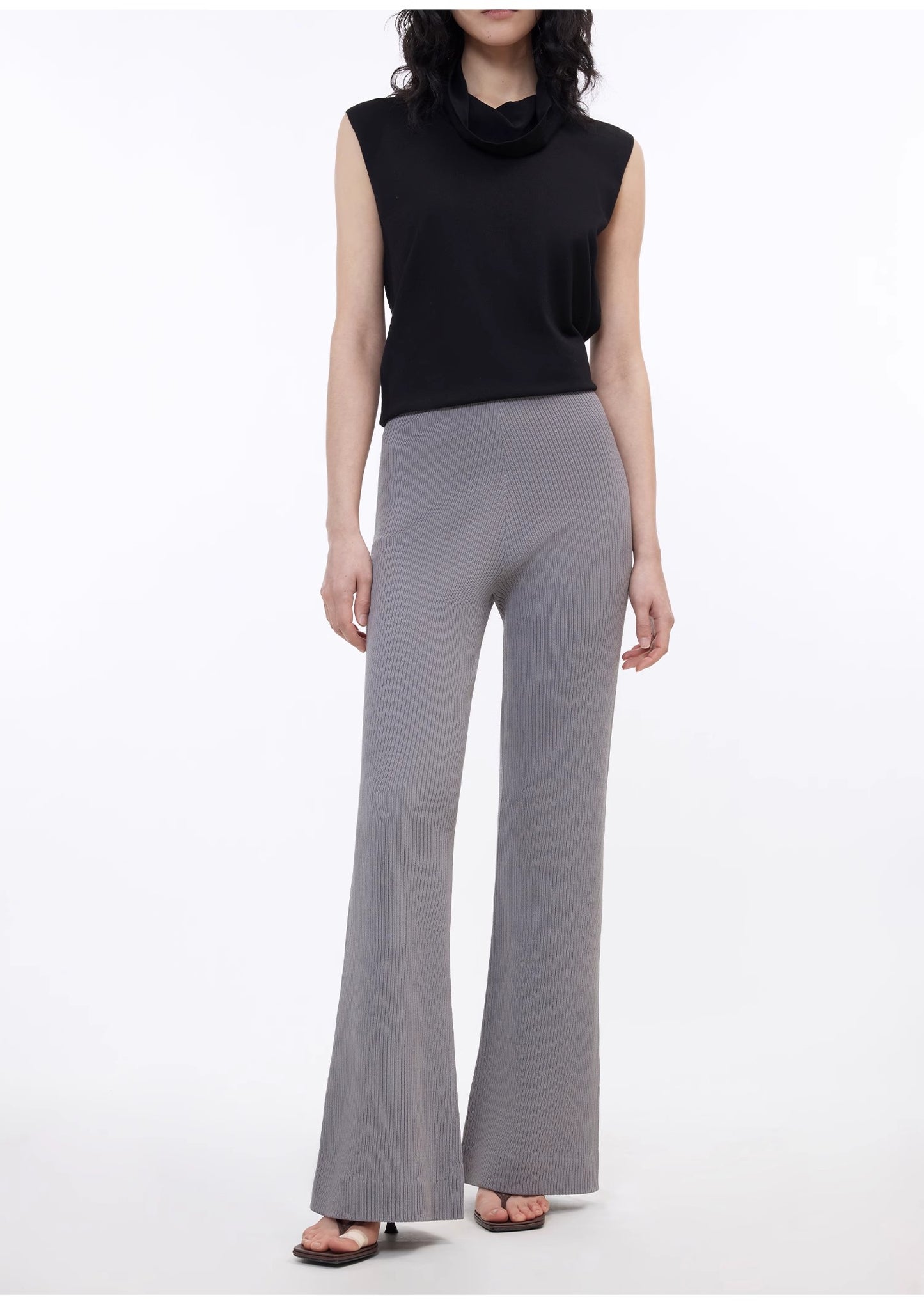 Knitted bootcut trousers, glutinous rice trousers, pit striped casual trousers