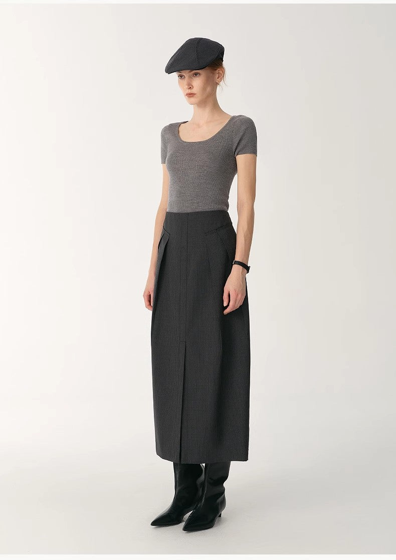 German Yangtze machine washable wool round neck slim short sleeve top for women