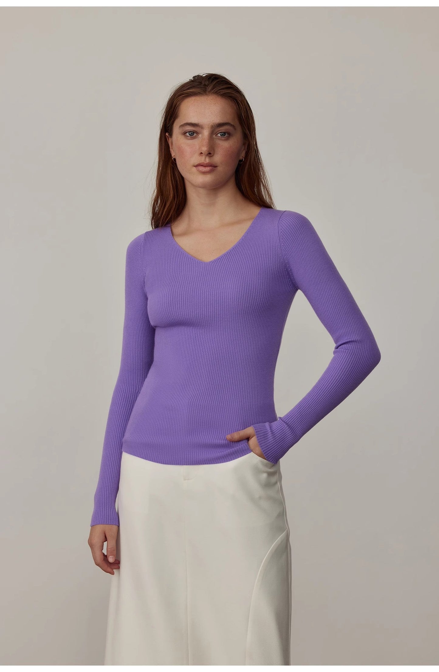 "Stobe" worsted low-waisted fashionable versatile suit retro neutral straight skirt