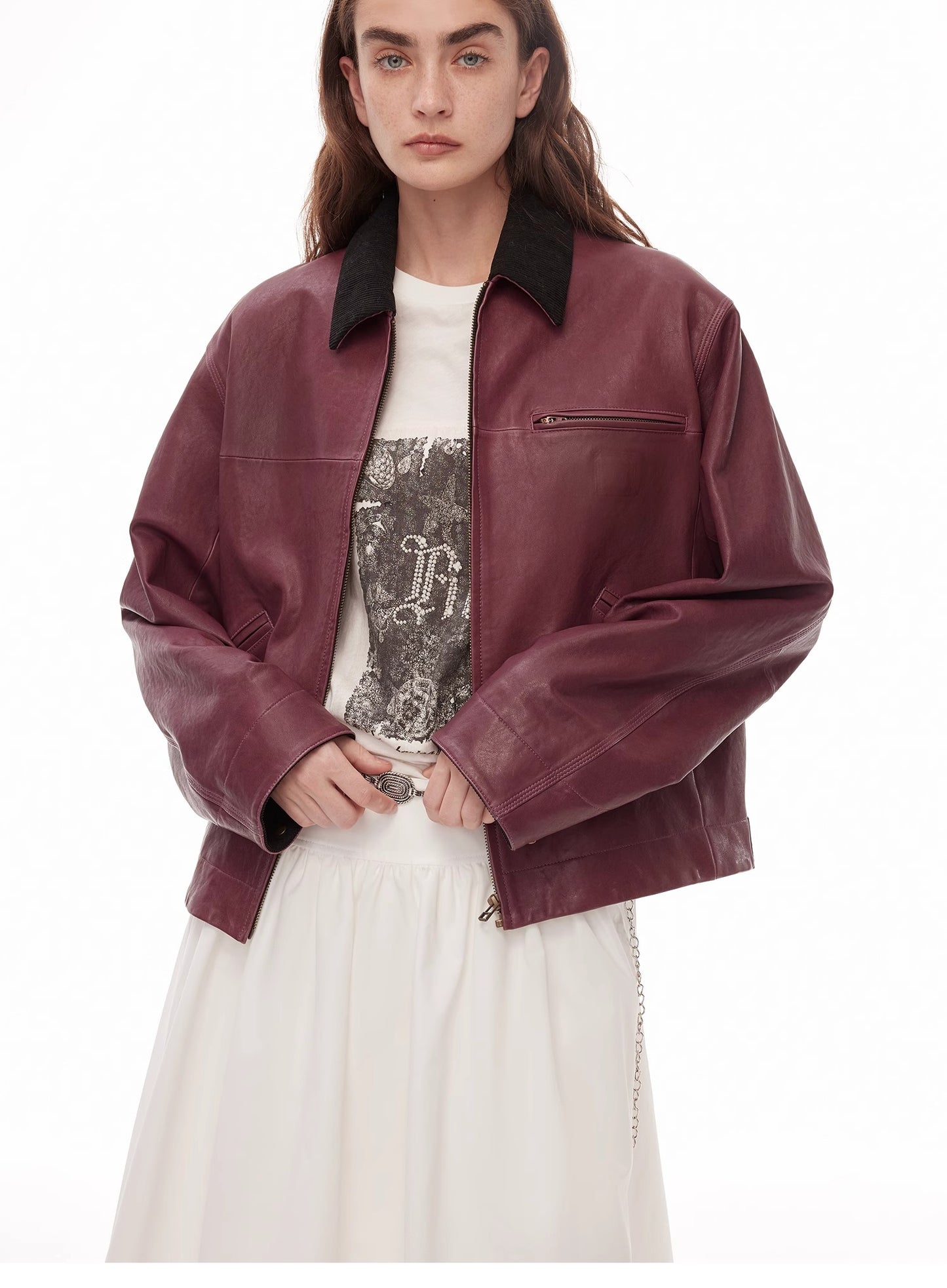 “Light Chaser” High Street Casual New Zealand Imported Wide Shoulder Genuine Leather Workwear Jacket Leather Jacket Autumn