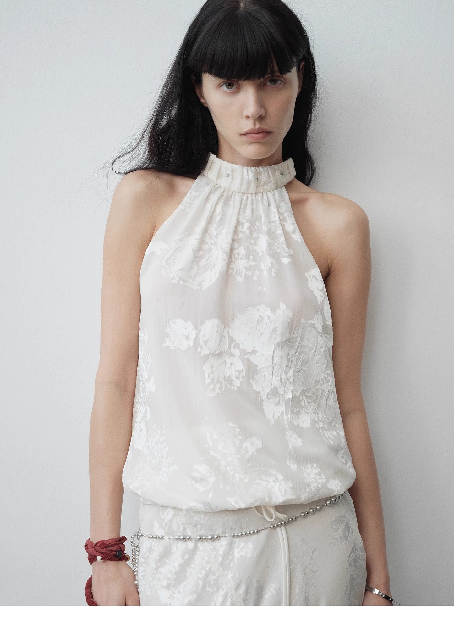 "Light and Shadow" Retro Posey Halter Neck Vest