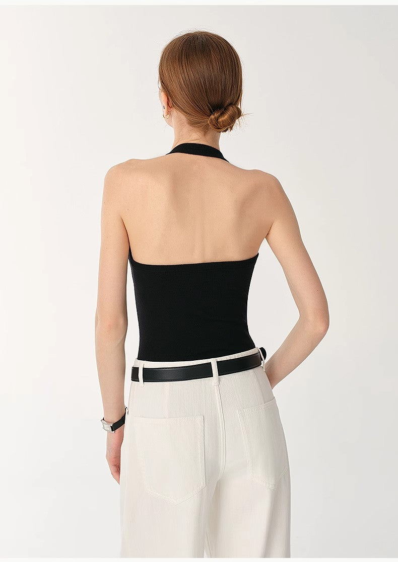 German Yangzi 48S machine washable wool all-match halter neck jumpsuit for women
