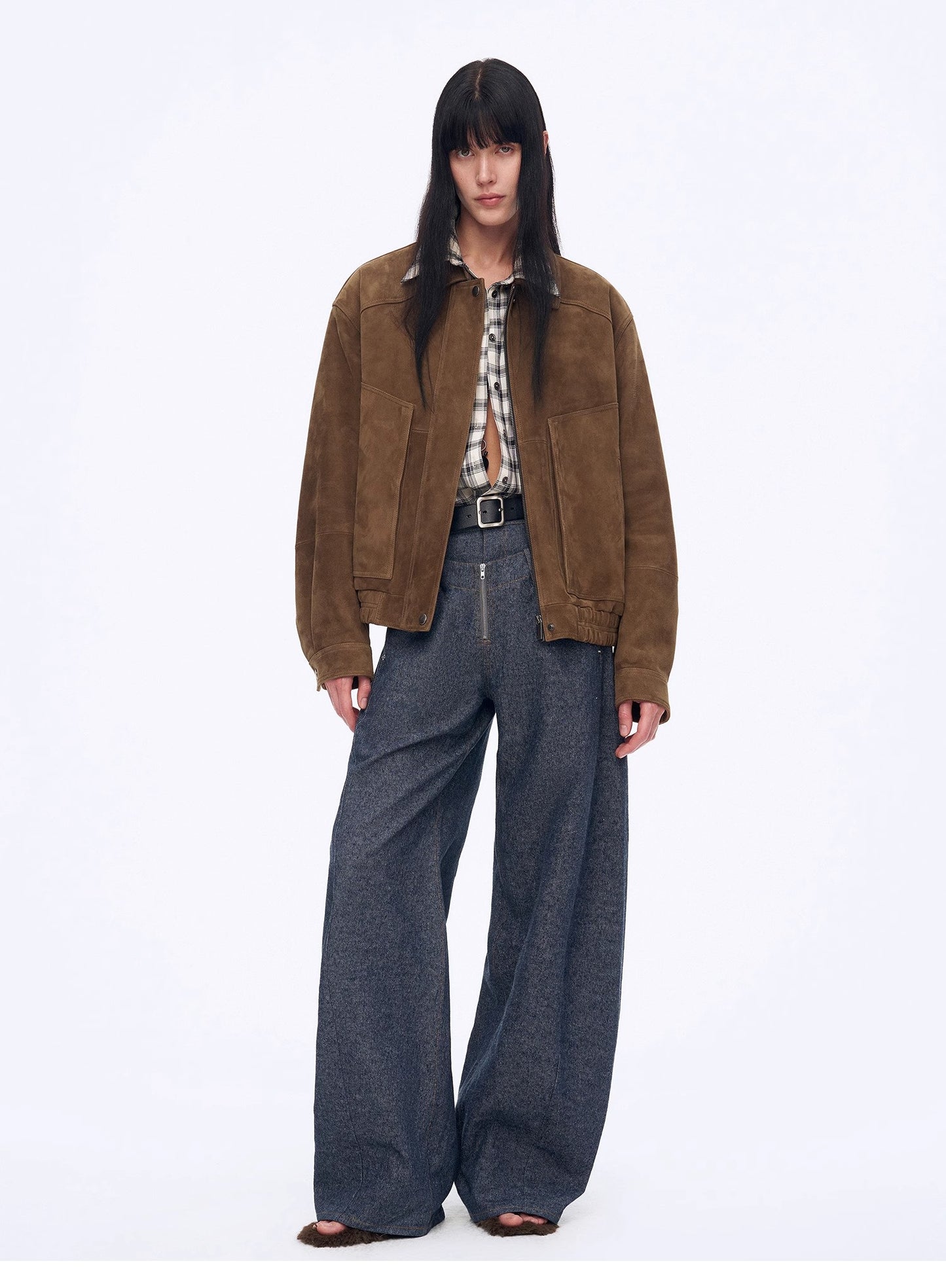 "Berlin Street" old money style linen material stand-up silhouette double waist scimitar casual trousers spring