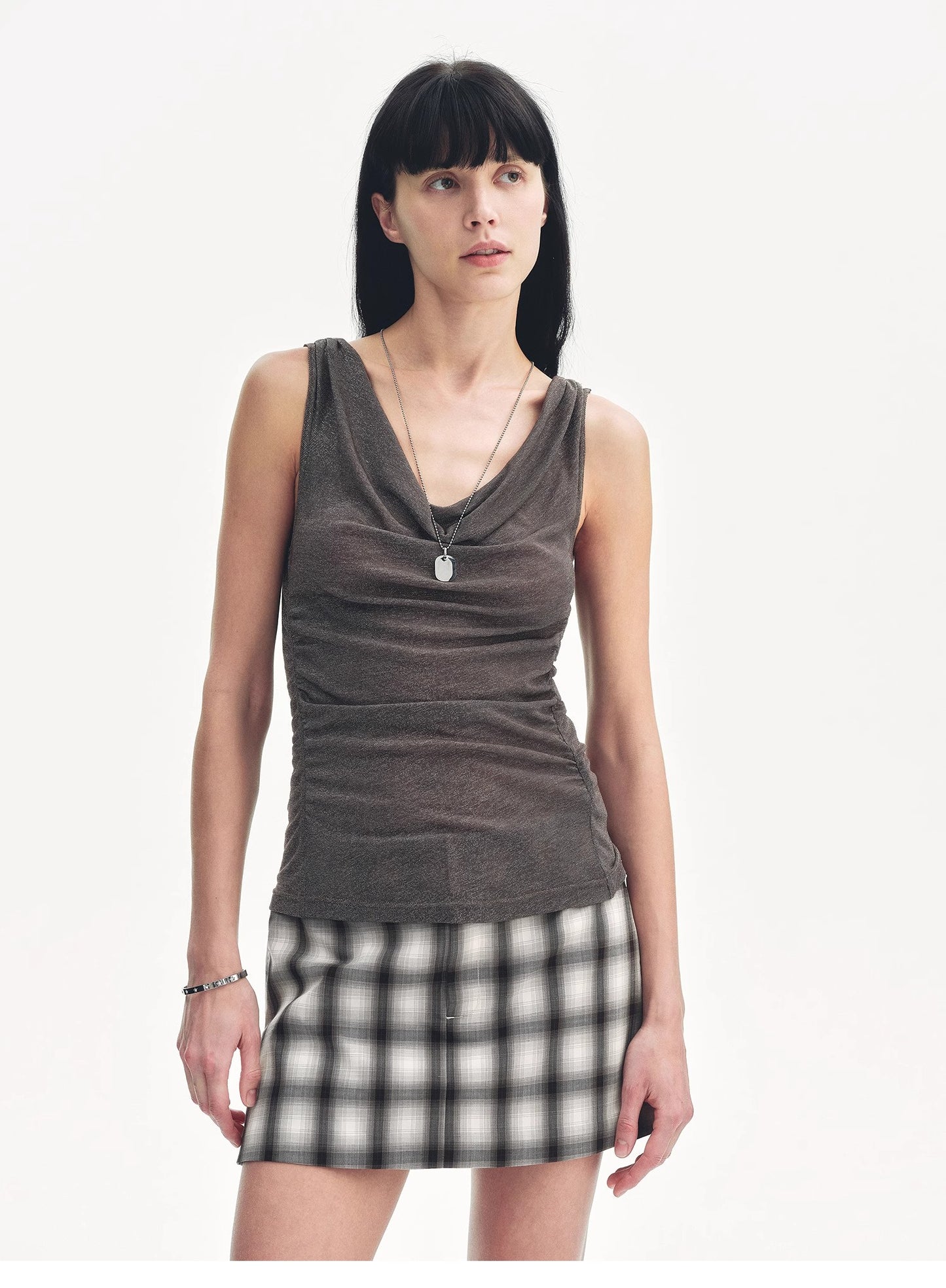 "Energetic Encounter" Modern Temperament Draped Neck Fitted Vest