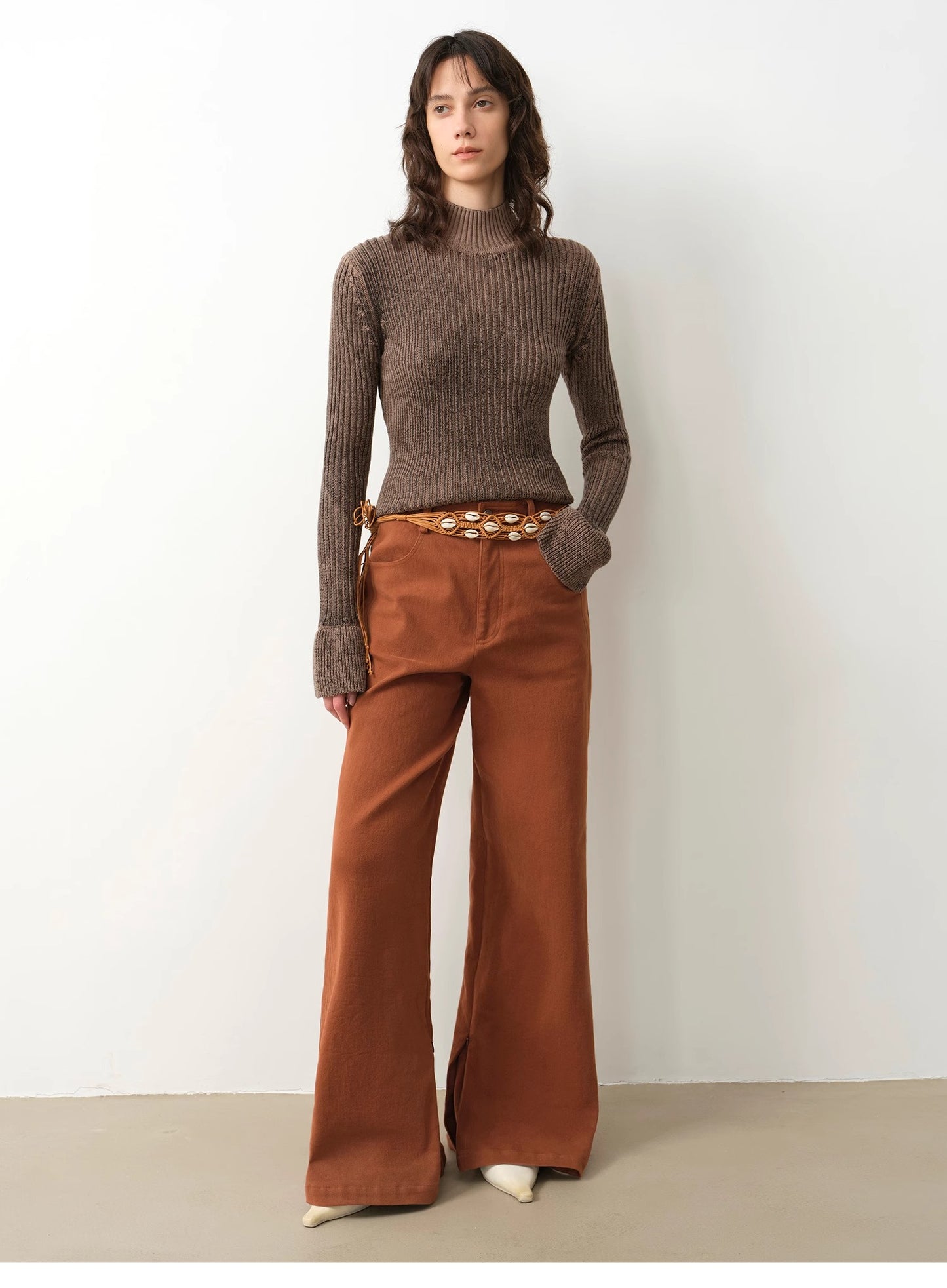 "Mid-Autumn Afternoon" Haute couture retro versatile straight-leg slightly flared wide-leg casual pants