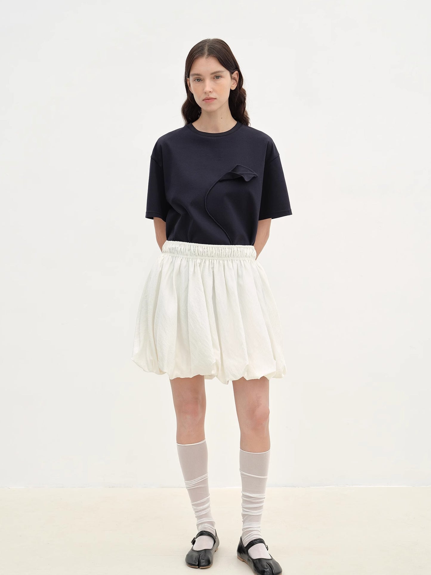 "Bubble Park" elastic waist three-dimensional flower bud new skirt