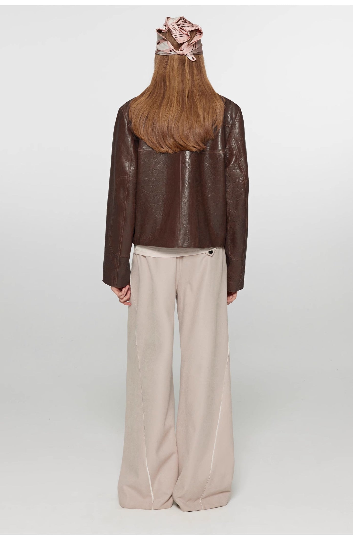 Caramel Mountain Retro Leather Stand Collar Short Motorcycle Jacket