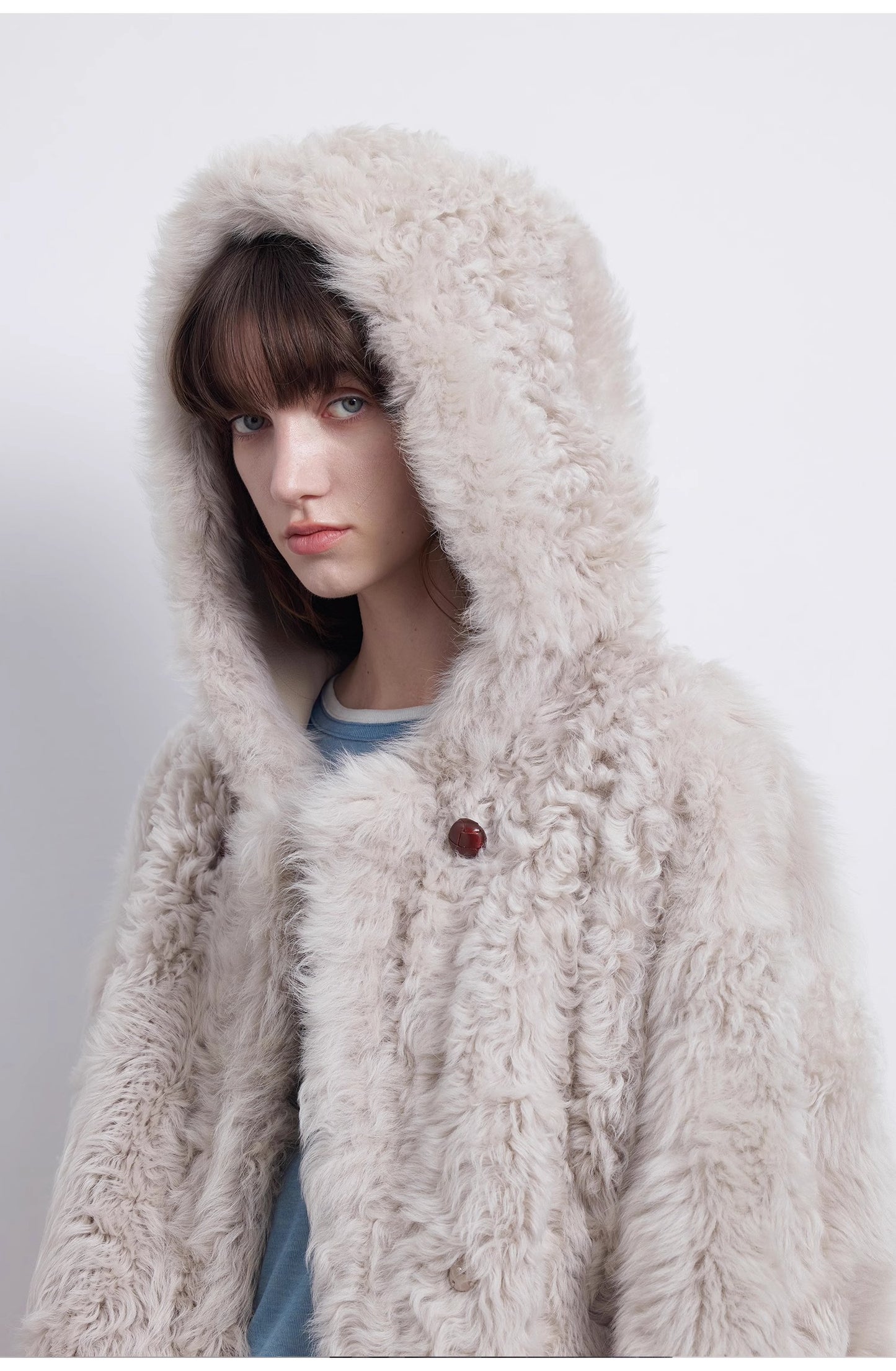Clouds of smoke become rain Imported Tuscan hooded sheepskin