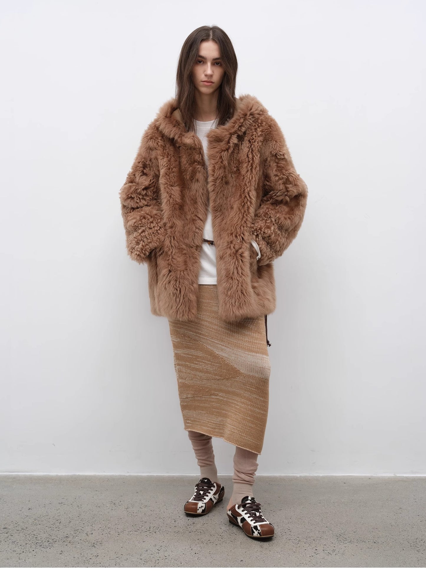 Clouds of smoke become rain Imported Tuscan hooded sheepskin