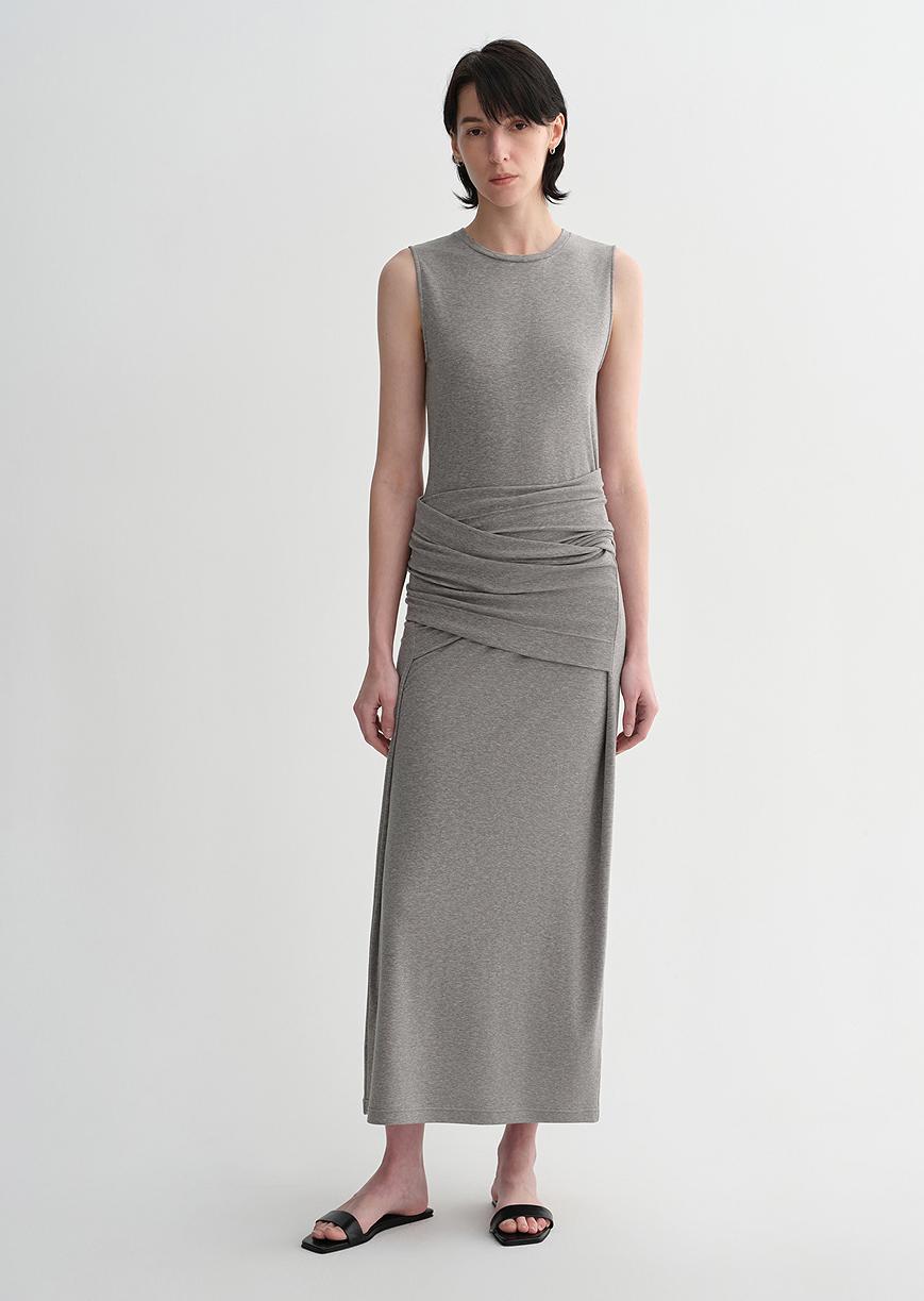 Ice silk wool blend dress with adjustable waistline, hip-flattering design, slim fit for a figure-slimming effect