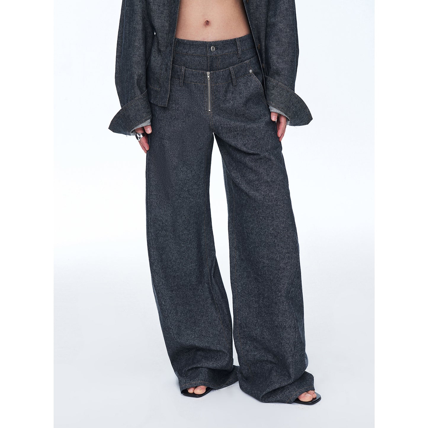 "Berlin Street" old money style linen material stand-up silhouette double waist scimitar casual trousers spring