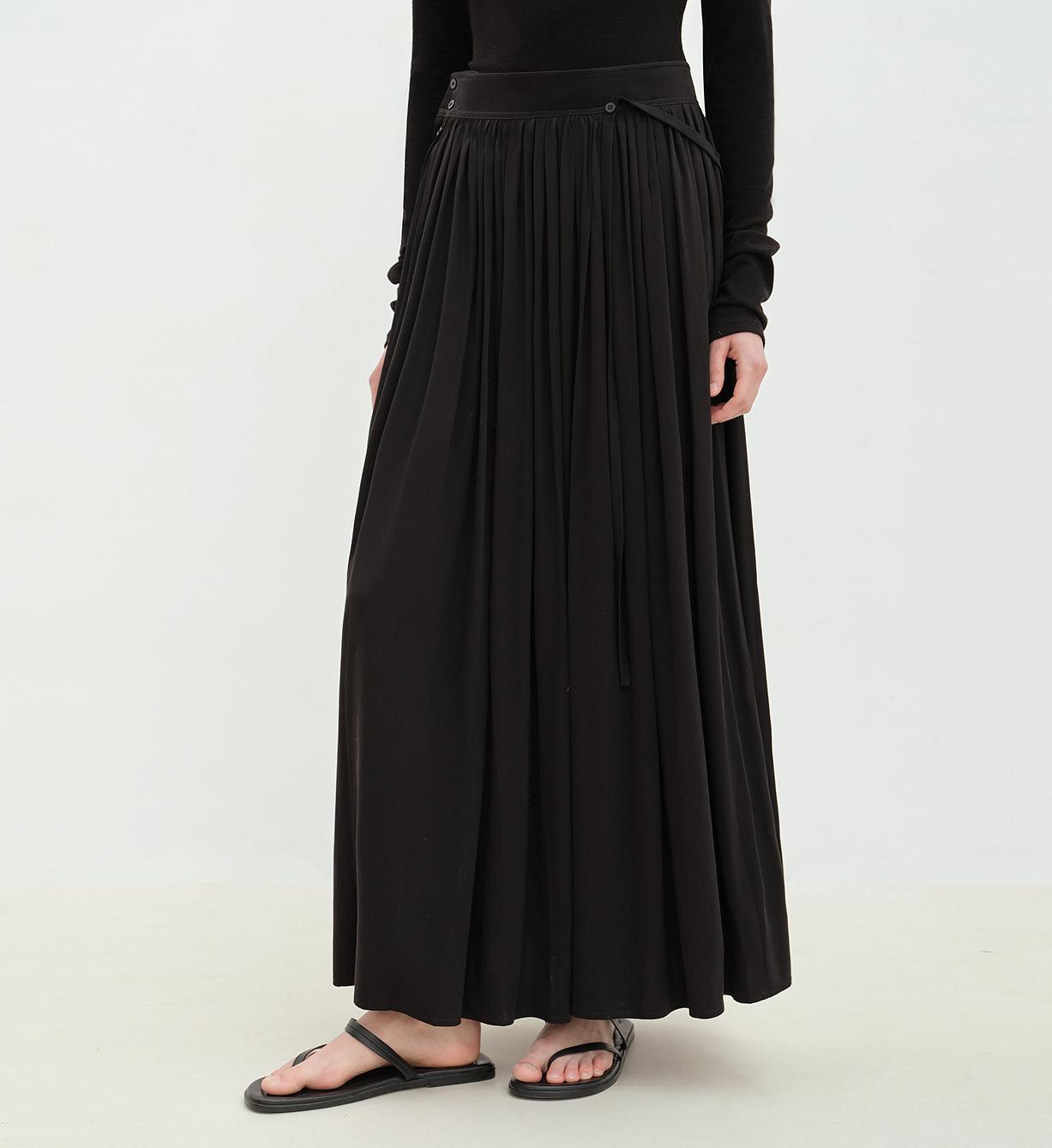 "Floating Lights on the Sea" Adjustable Waist Pleated Straight Dress