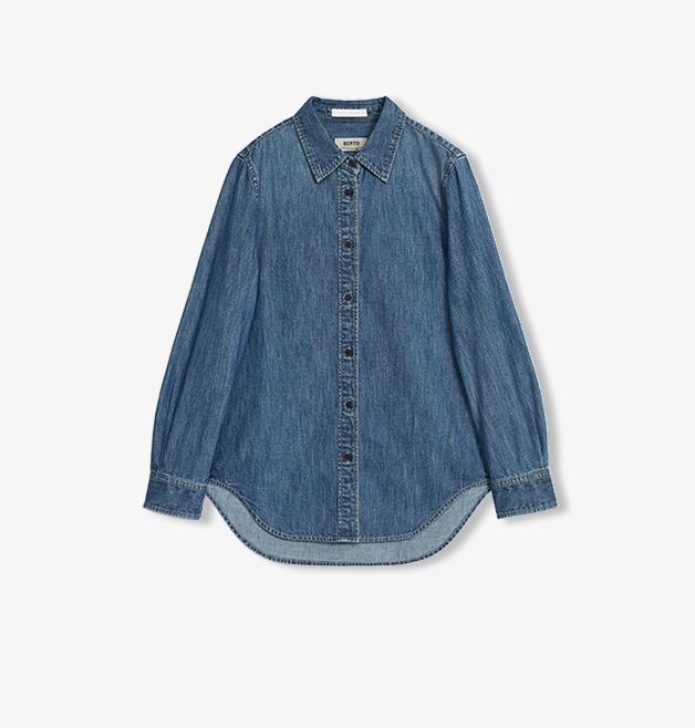 Italian imported BERTO denim classic old money style lapel shirt for women