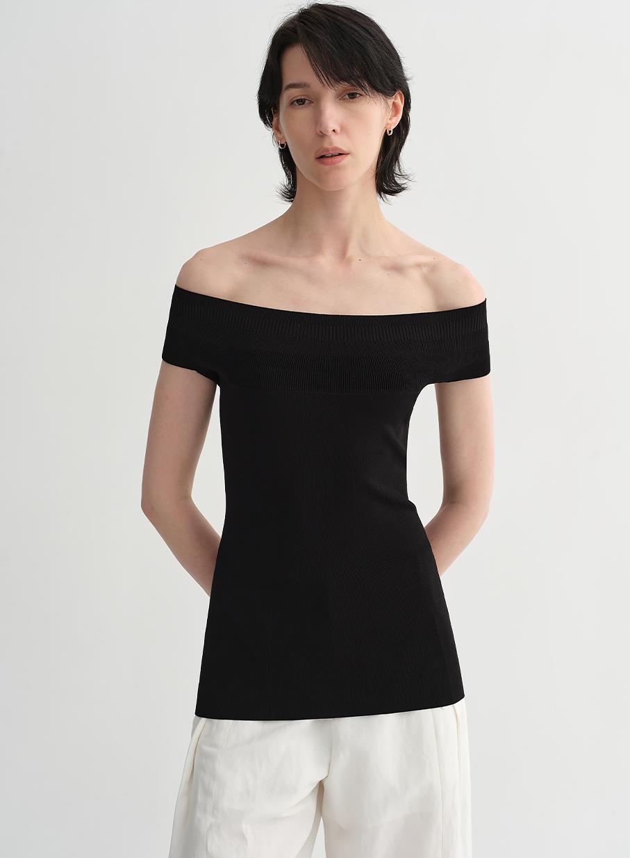 Mulberry silk blended one-shoulder strapless elegant multi-color knitted summer top T-shirt for women