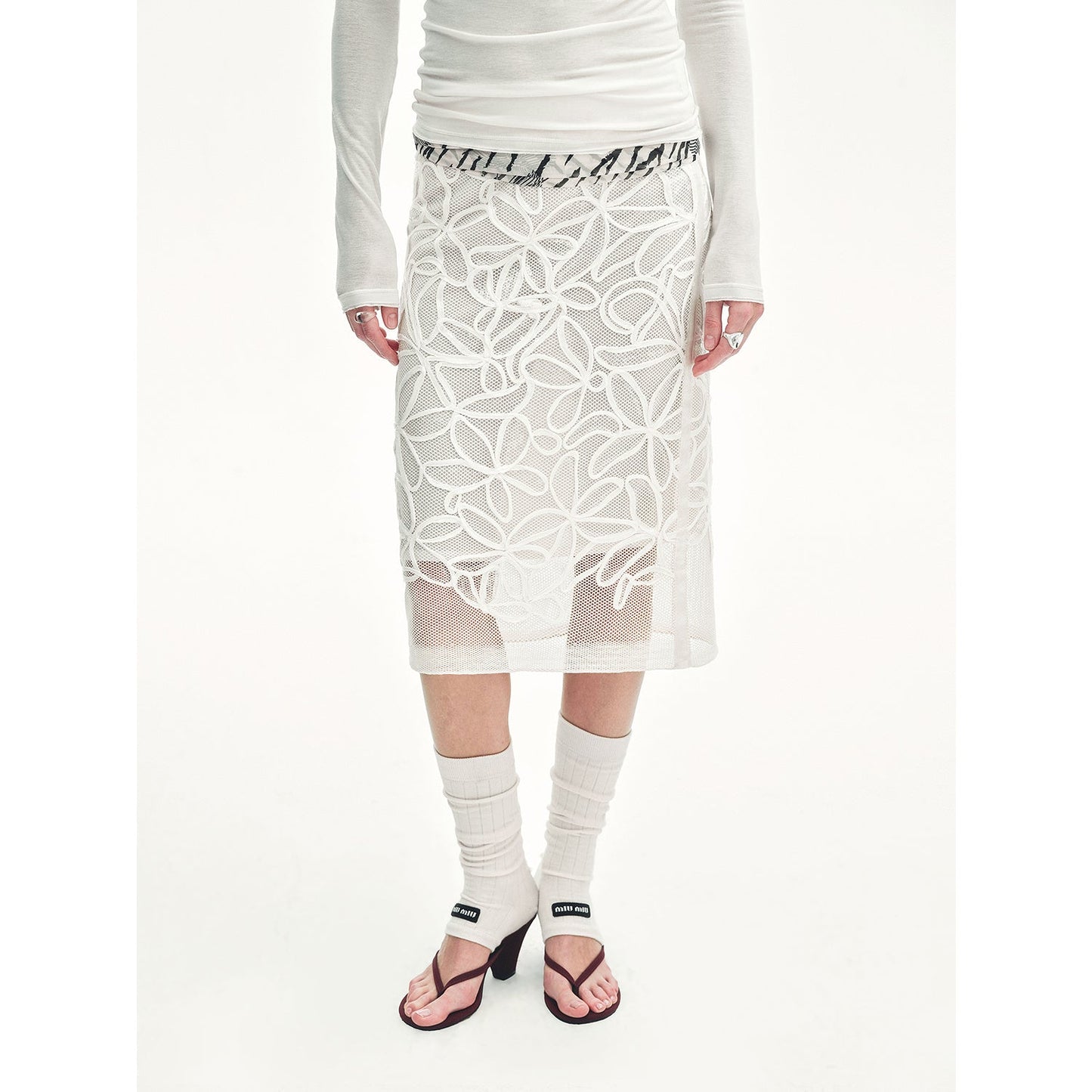 "Summer Dream" acetate sequin embroidered straight skirt