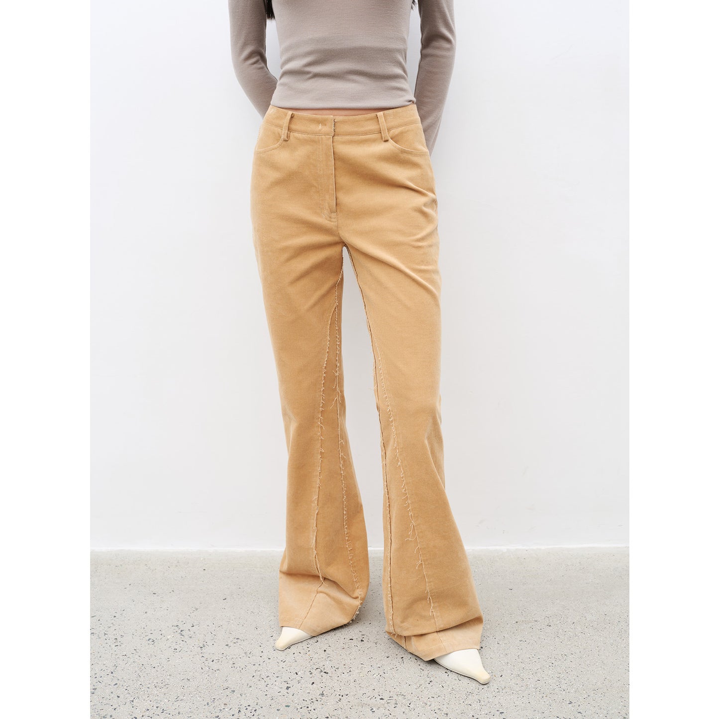 "Road to Extraordinary" Retro modern versatile slim corduroy flared trousers