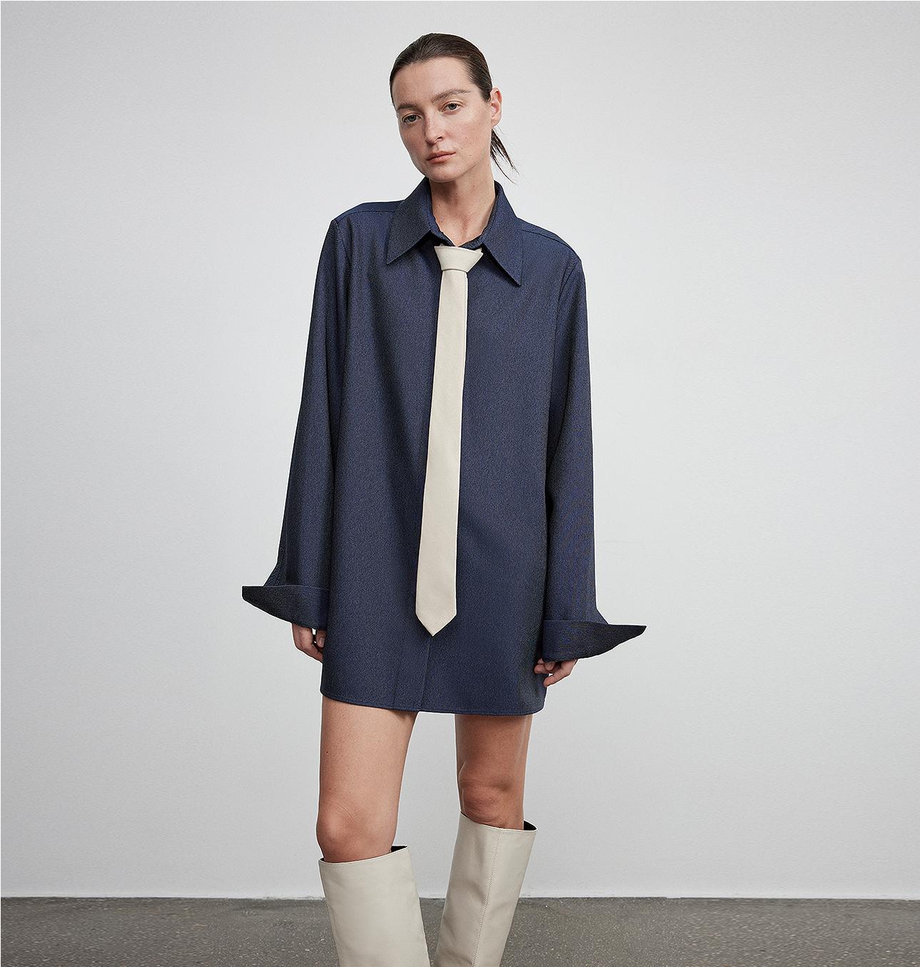 Long shirt with high-end drapey temperament top for women
