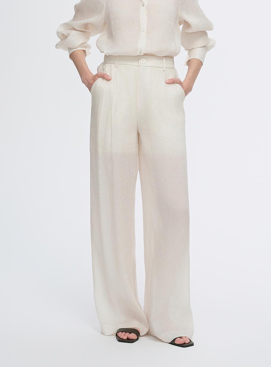 Breathable mulberry silk linen long-sleeved shirt and trousers set