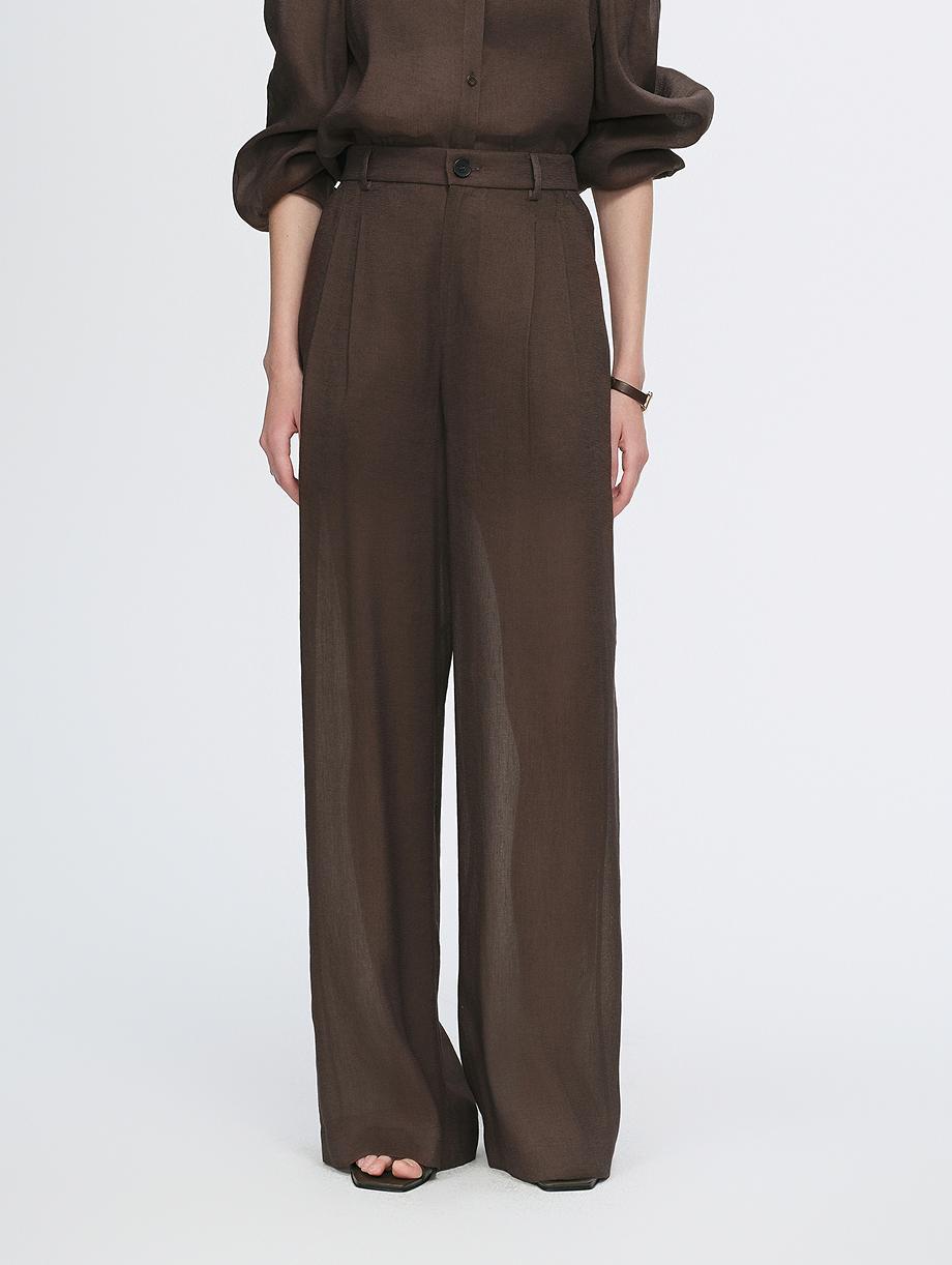 Breathable mulberry silk linen long-sleeved shirt and trousers set