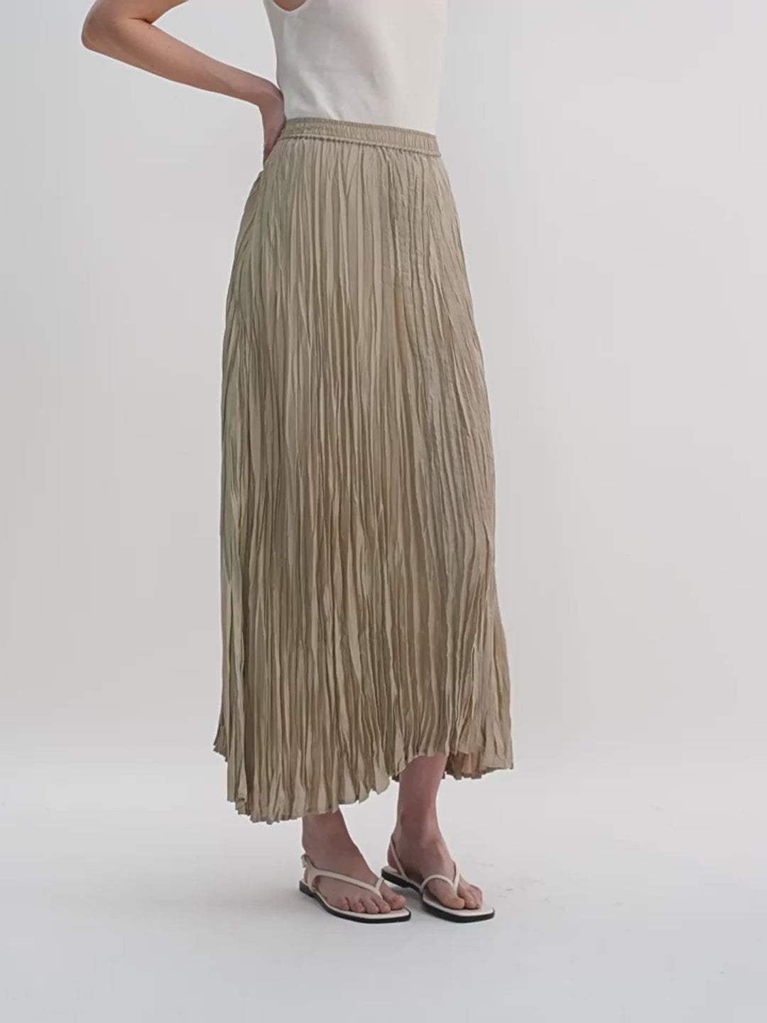 Mulberry silk custom pleated irregular hem skirt for women