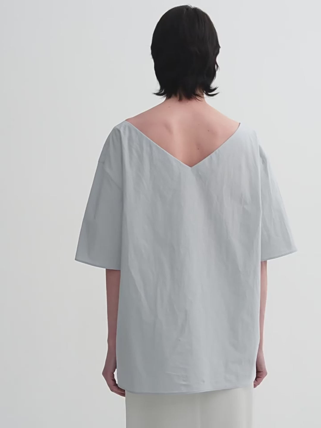 High-intelligence, relaxed, simple, high-quality, long-staple cotton, short-sleeved shirt for women