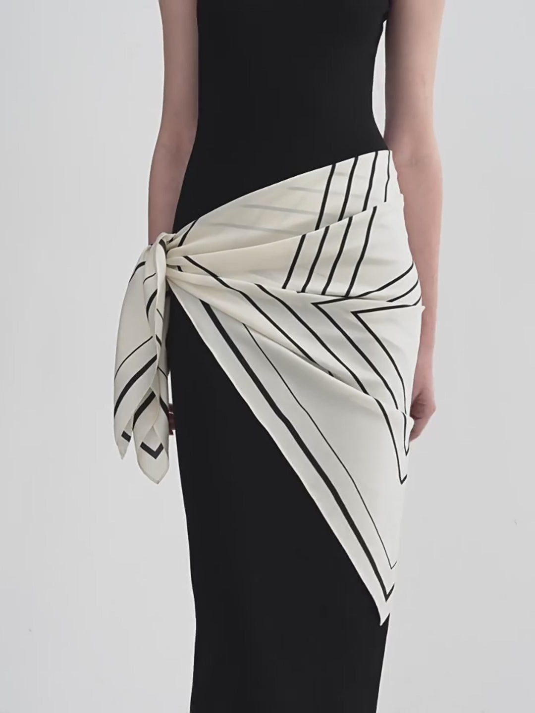 Stretch silk original geometric print silk scarf