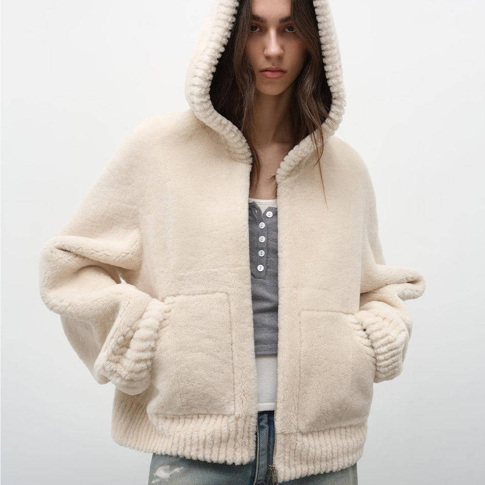 Bad boy hooded merino sheepskin jacket