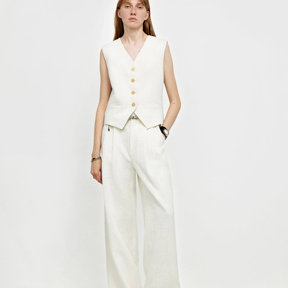 
                  
                    "Diary of an Old Friend" Customized Breathable Ramie Oversize Suit Vest Set
                  
                