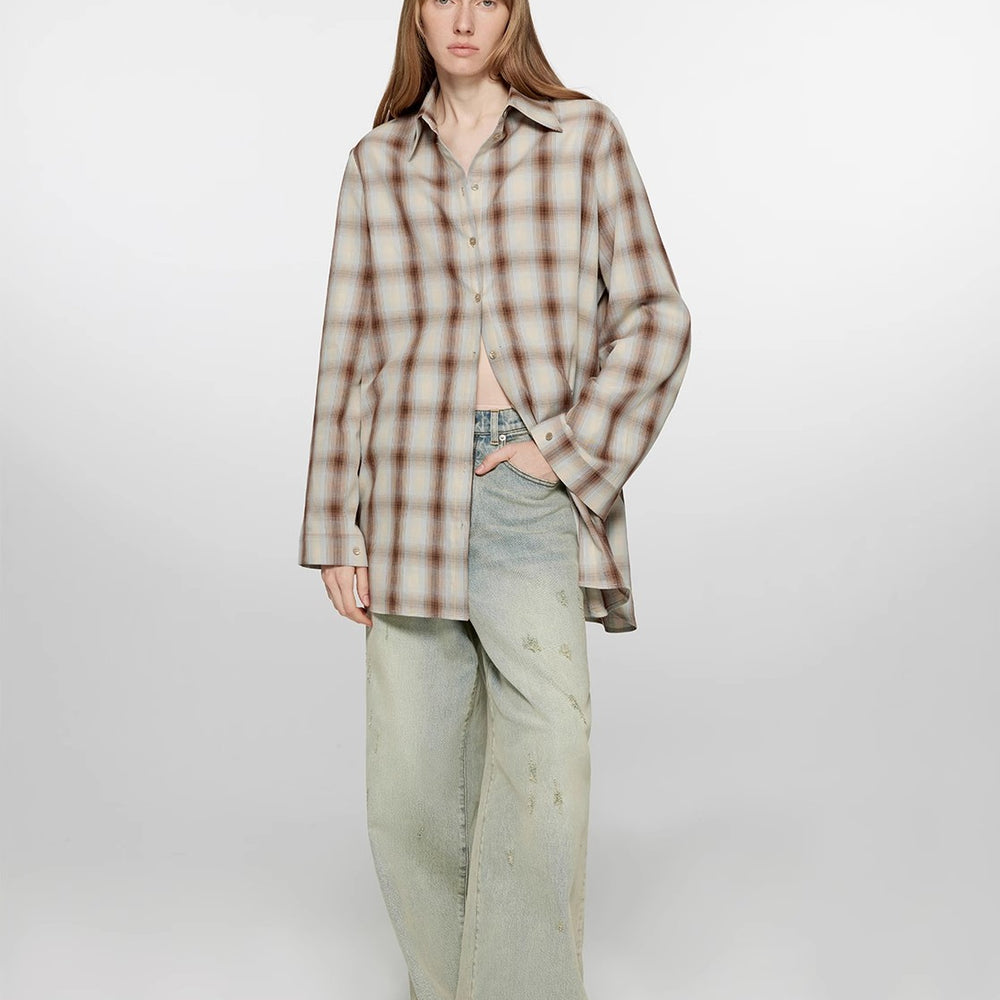 
                  
                    "Tea Grid" high-quality high-count cotton loose retro plaid shirt
                  
                
