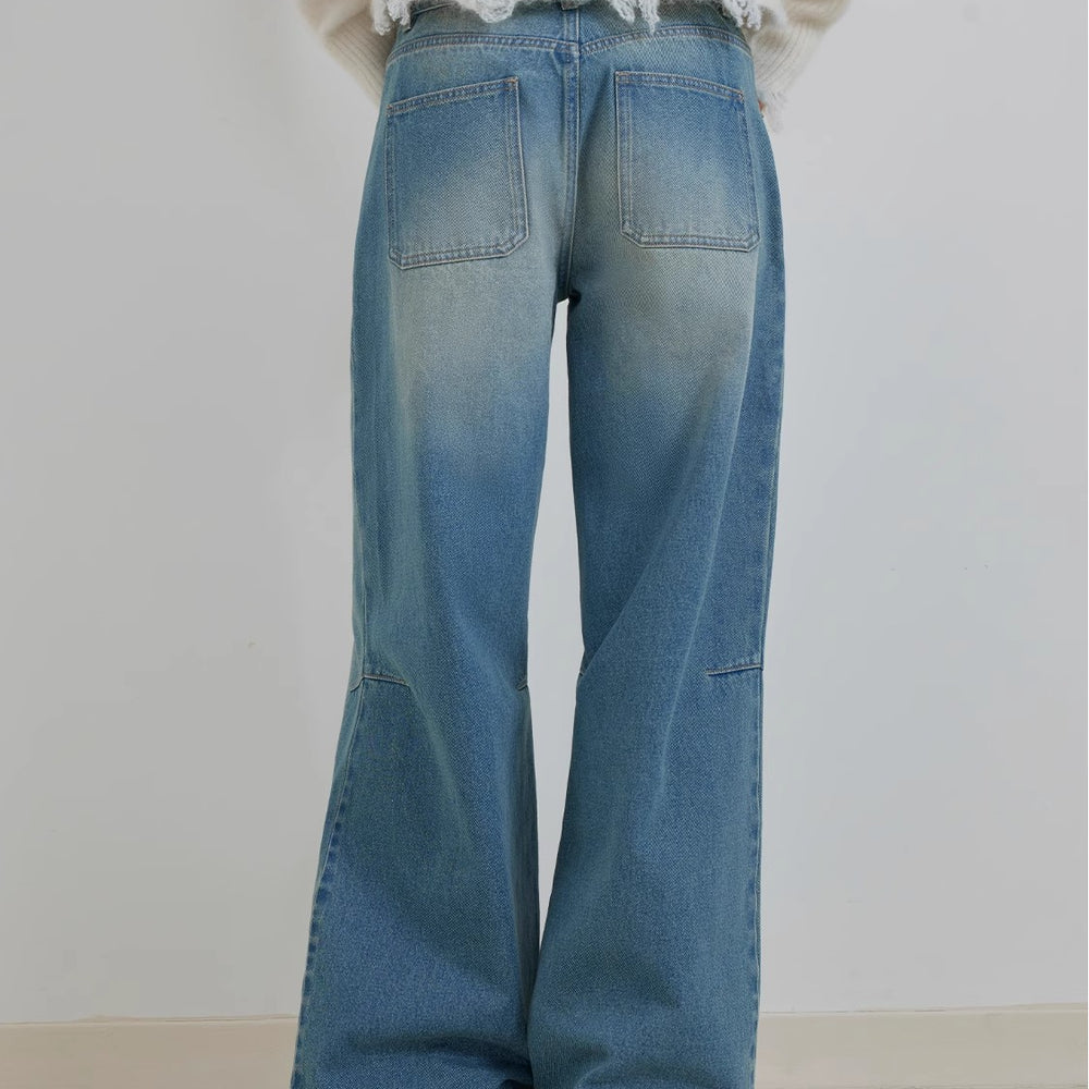 Cube Street Vintage Washed Cotton Low Rise Straight Jeans