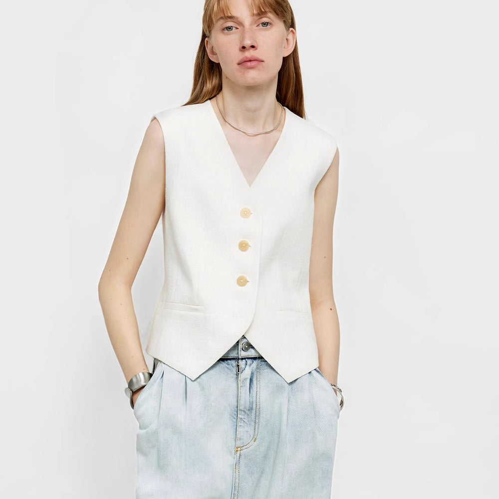 "Diary of an Old Friend" Customized Breathable Ramie Oversize Suit Vest Set