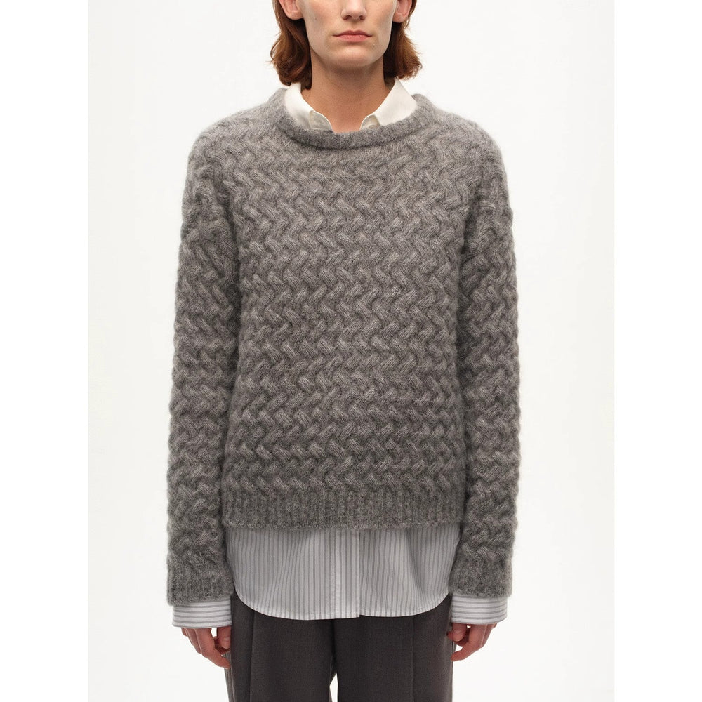 [FF&JW Collaboration Warm Exclusive] Classic Mohair Pullover Sweater with Textured Knit and Warmth-Enhancing Round Neck