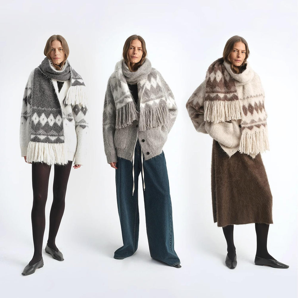 
                  
                    Nepal alpaca wool color clashing jacquard tassel scarf women winter warm shawl 190*27
                  
                
