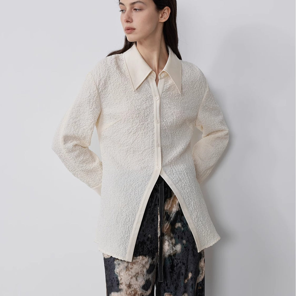 
                  
                    "Art Bubble" retro embossed bubble cotton satin stitching long-sleeved shirt
                  
                