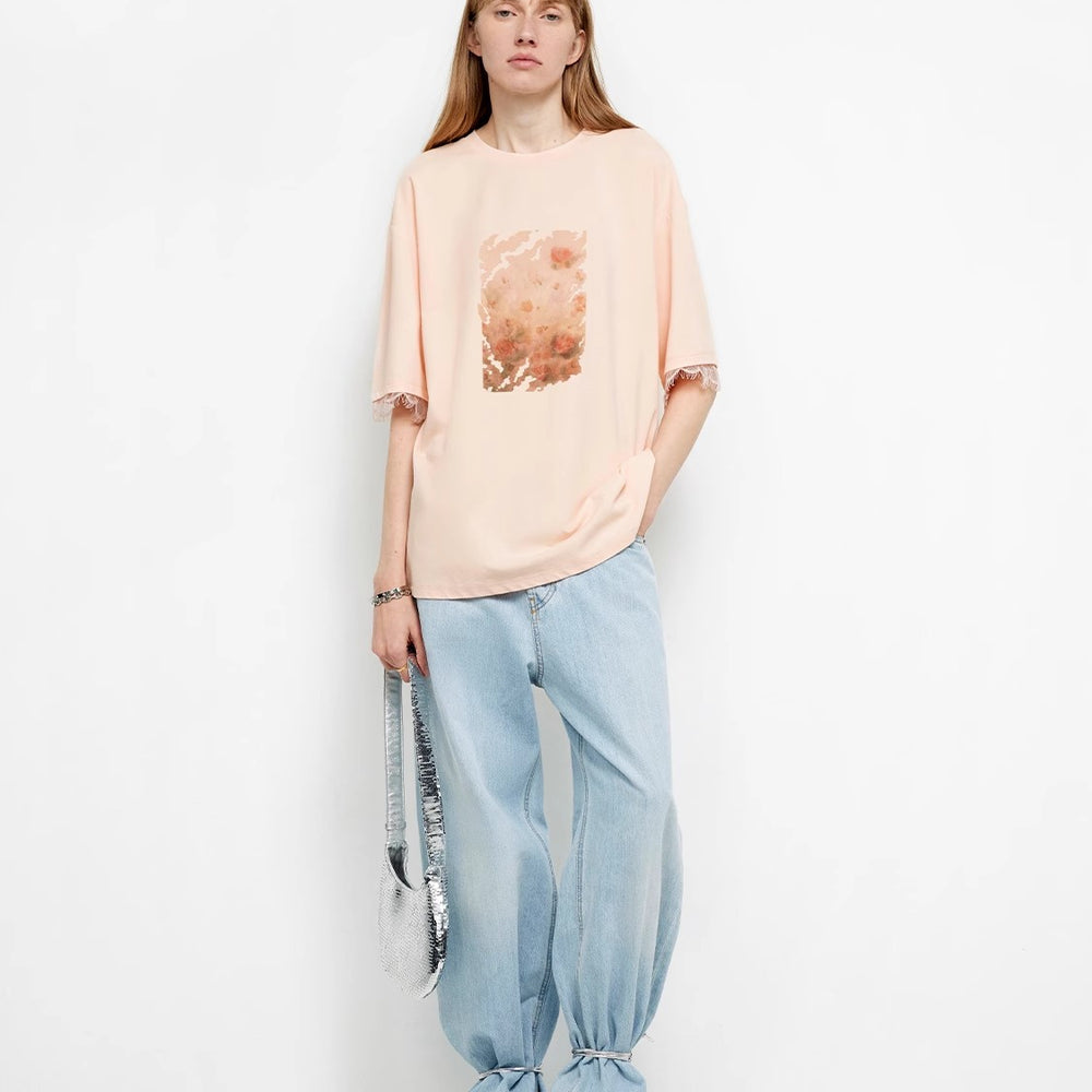 
                  
                    Printed Attitude Original Printed Cuffs Spliced Lace T-Shirt
                  
                